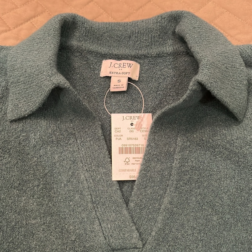 J. Crew Polar Jade Sweater-Polo In Extra-Soft Yarn/NWT/S - Picture 5 of 9